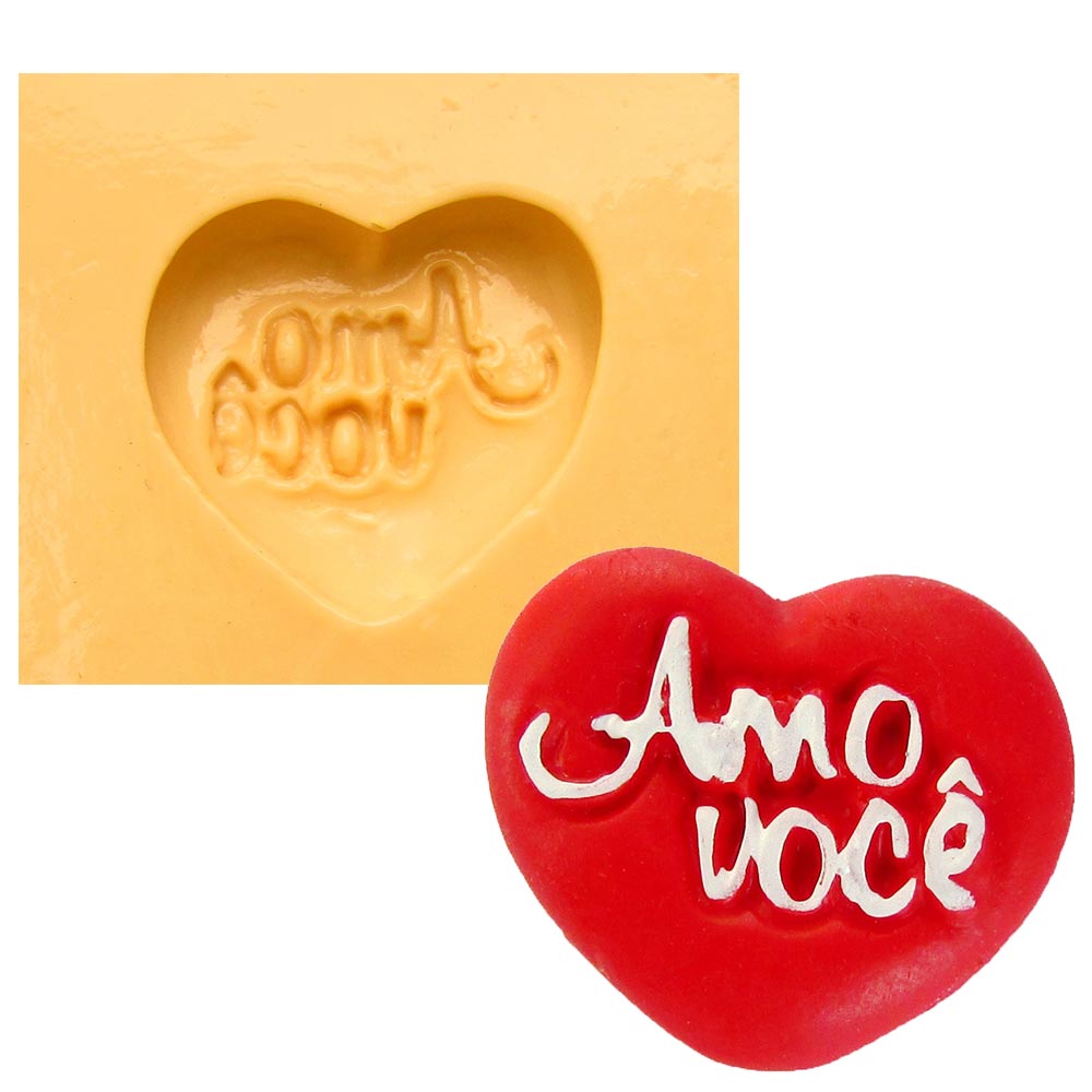 Molde de Silicone para Biscuit - Coração Love 780 - CasaDaArte