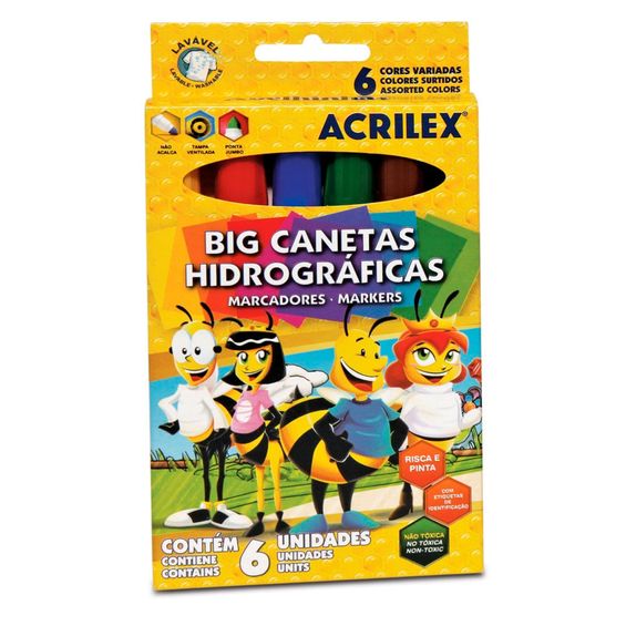 Big Canetas Hidrográficas Acrilex 06 Cores - 06936