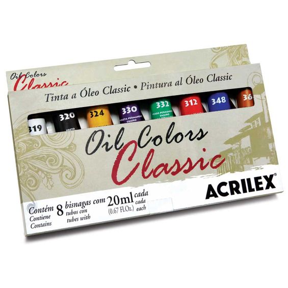 Estojo de Tinta Óleo Acrilex Oil Classic Colors 8 Bisnagas de 20ml - 14108