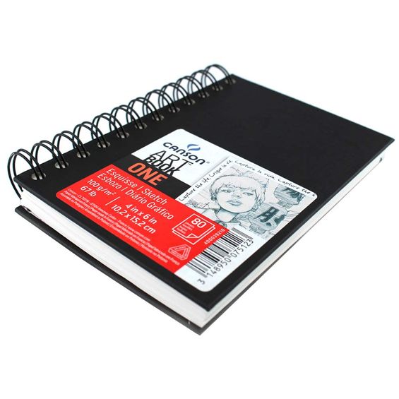 Caderneta Espiralada para Esboço Canson - Art Book One Preto 100g/m² 10,2 x 15,2 cm - 400039210