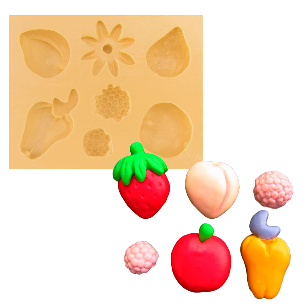 Molde de Silicone para Biscuit Polycol 13372 Fruta Zoiudinha Maçã 2x5,5x7cm  - eCasaDecor