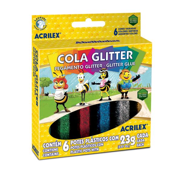 Cola Glitter Acrilex Com 06 Cores 23g Cada - 02923 BRANCO