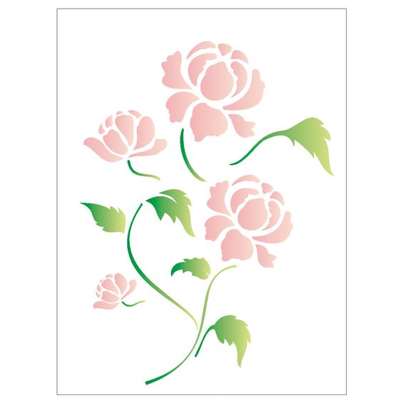 Stencil de Plástico para Pintura OPA 15 x 20 cm - 1317 Flor Peonia -  CasaDaArte