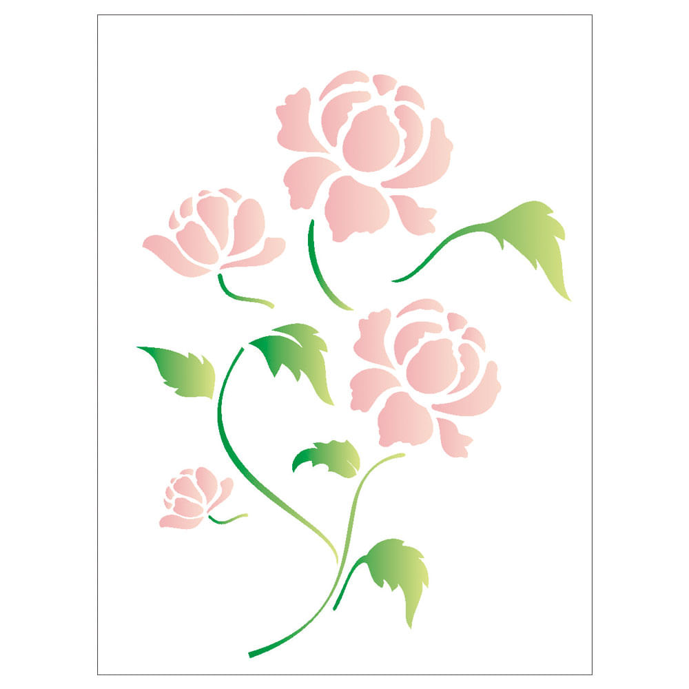 Stencil de Plástico para Pintura OPA 15 x 20 cm - 1317 Flor Peonia -  CasaDaArte