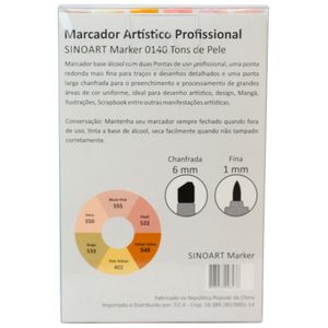 Marcador-Artistico-Profissional-Marker-Sinoart-–-0140---06-Cores-–-Tons-Pele-Skin-2