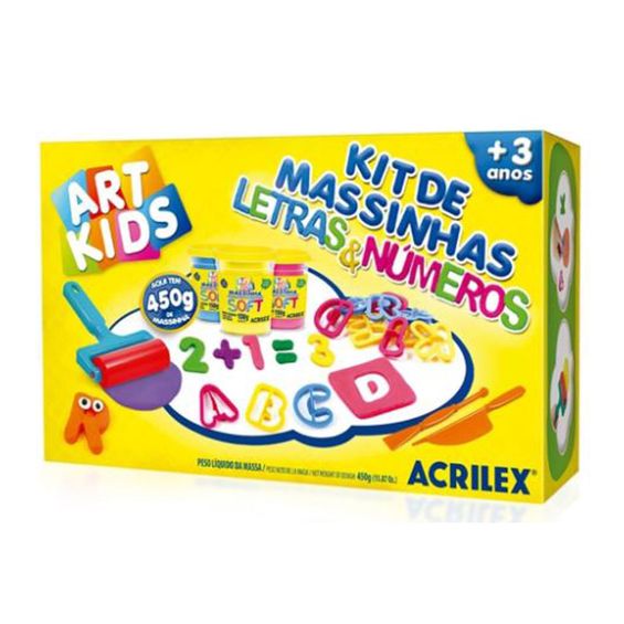Kit de Massinhas Art Kids Acrilex Letras e Números 450g - 40046