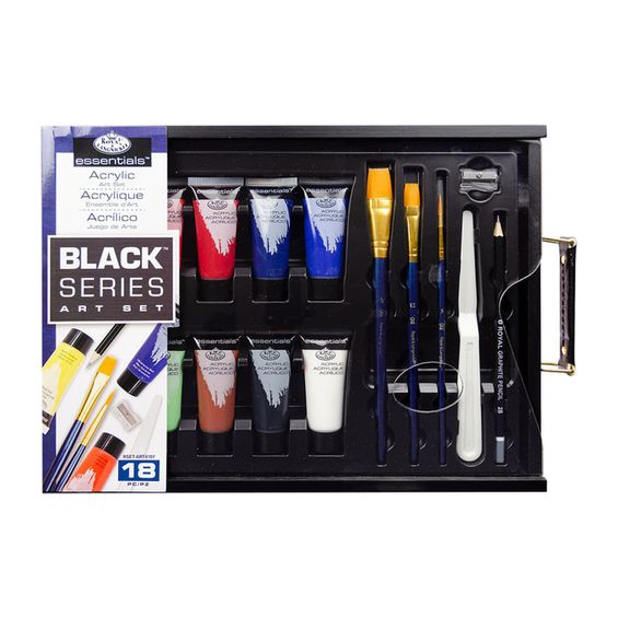 Maleta de Pintura Acrílica Royal e Langnickel Black Series Art Set 18 Peças - RSET-ART4107