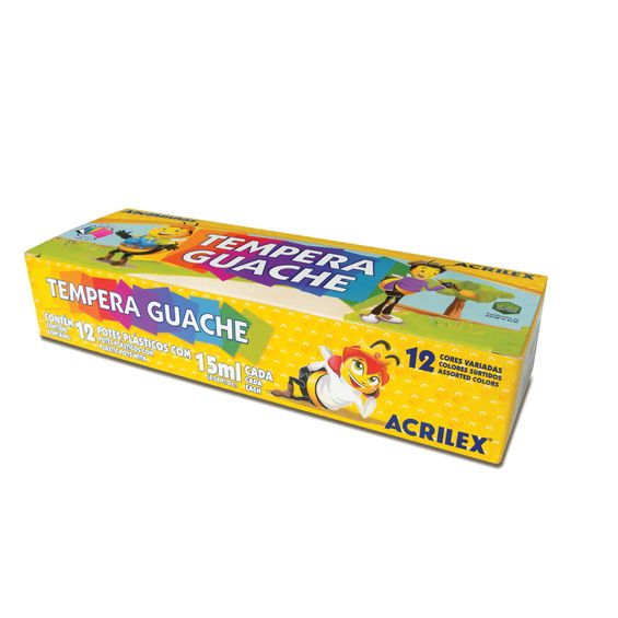 Tempera Guache Acrilex kit com 12 Cores com 15 ml Cada - 02012
