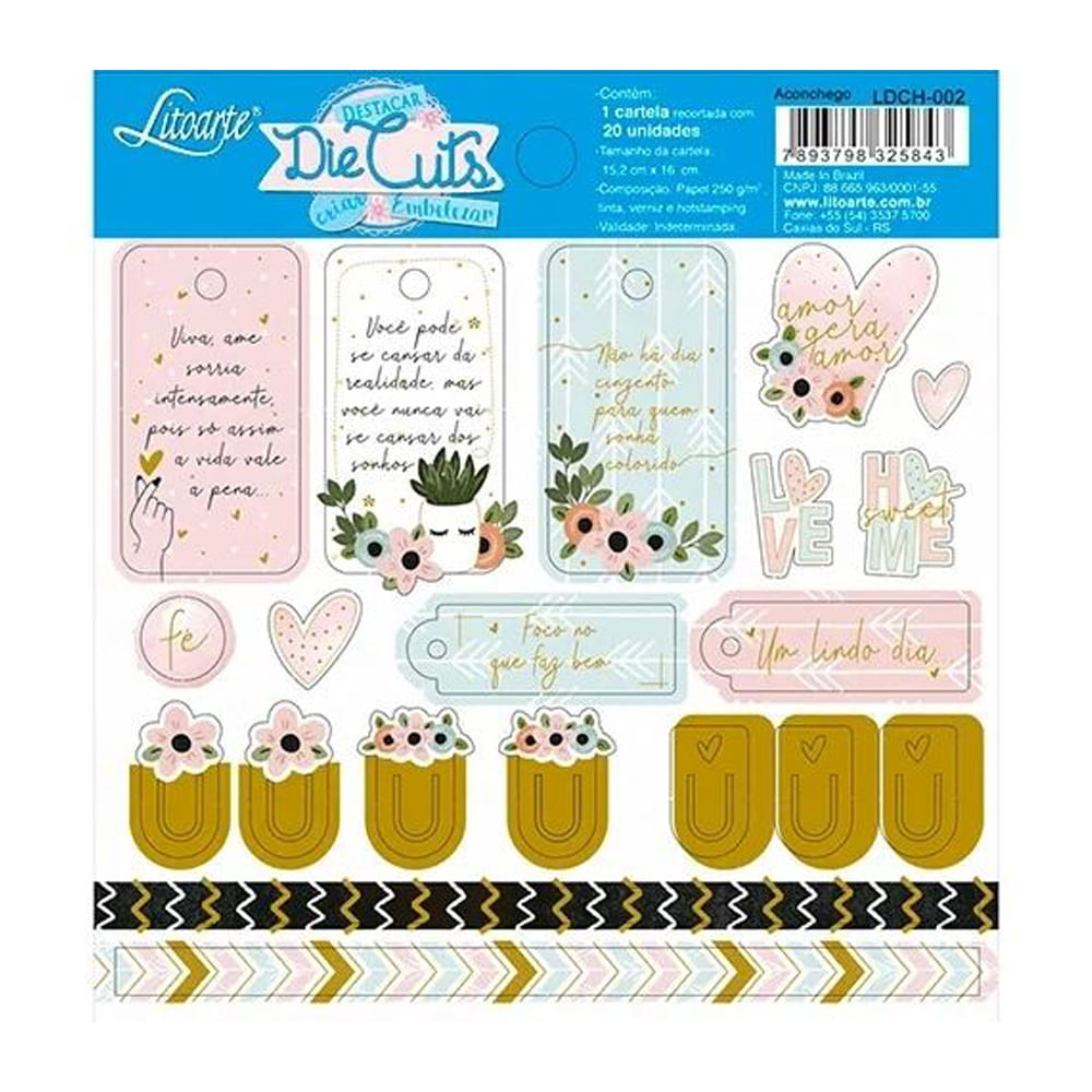 Cartela-de-ApliqApliques-em-Papel-Recortado-Die-Cuts-Scrapbook-Litoart-152x131cm-LDCH-002-Kit-Aconchego