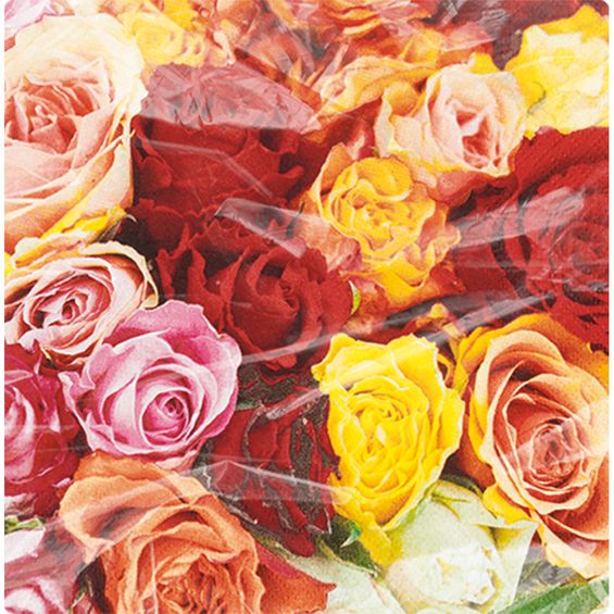 Guardanapo para Decoupage Toke e Crie com 20 Unidades Botões de Rosas Coloridas - GUA212001 - 21937