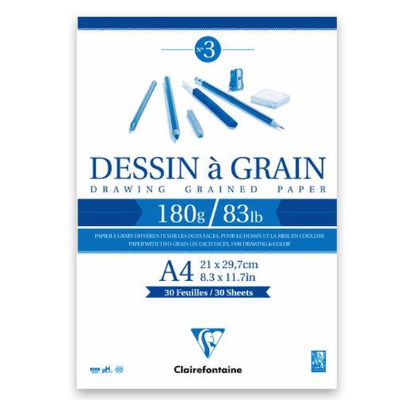 Bloco Dessin À Grain 30 Folhas A4 180gr Clairefontaine - 96624c