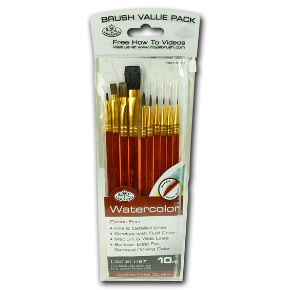 Pincel Watercolor Acrylic & Tempera Camel Hair Royal & Langnickel com 10 Unidades - Rset-svp3