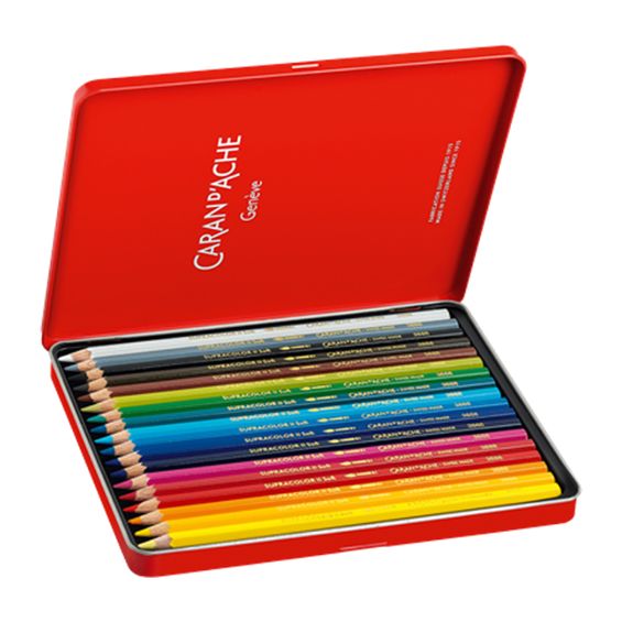 Lápis Supracolor Soft Aquarelável Caran D'ache Estojo Lata com 18 cores - 3888.318