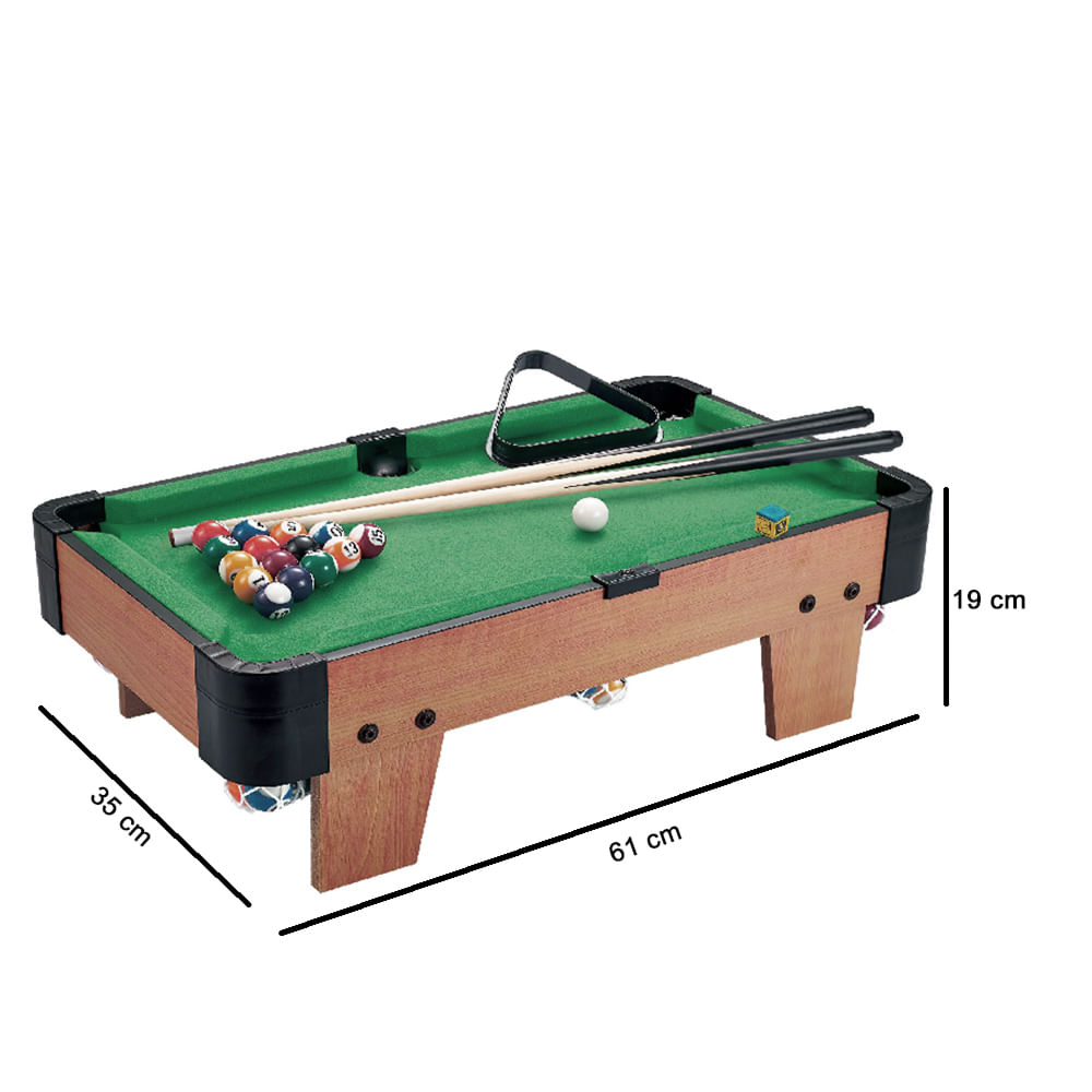 Jogo Mini Mesa de Bilhar Sinuca Compacta em Madeira Snooker com 2 Tacos  9cmx31cmx51cm - Camilo's Variedades