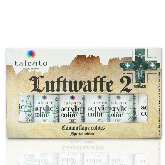 Tinta Acrylic Color 30ml Luftwaffe 2 (Late) para Modelismo Talento com 6 Cores