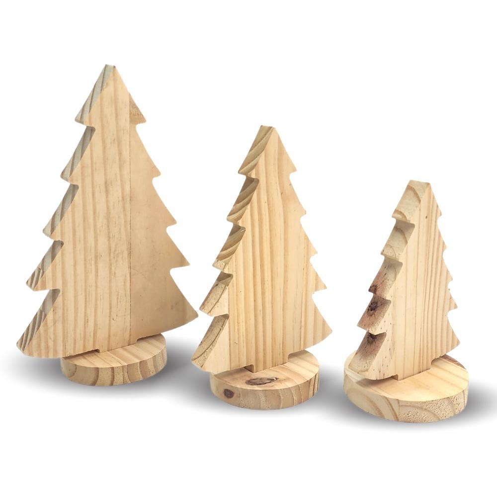 Mini Árvore De Natal Em Madeira Mdf Enfeite 3d 28 Peças