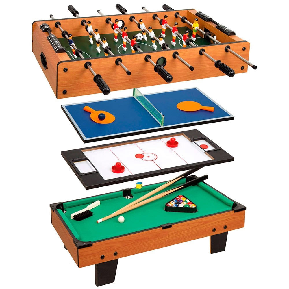 Mini Mesa de Jogos 4 em 1 - Bilhar, Pebolin, Hóquei e Ping Pong - XJ6607 -  CasaDaArte