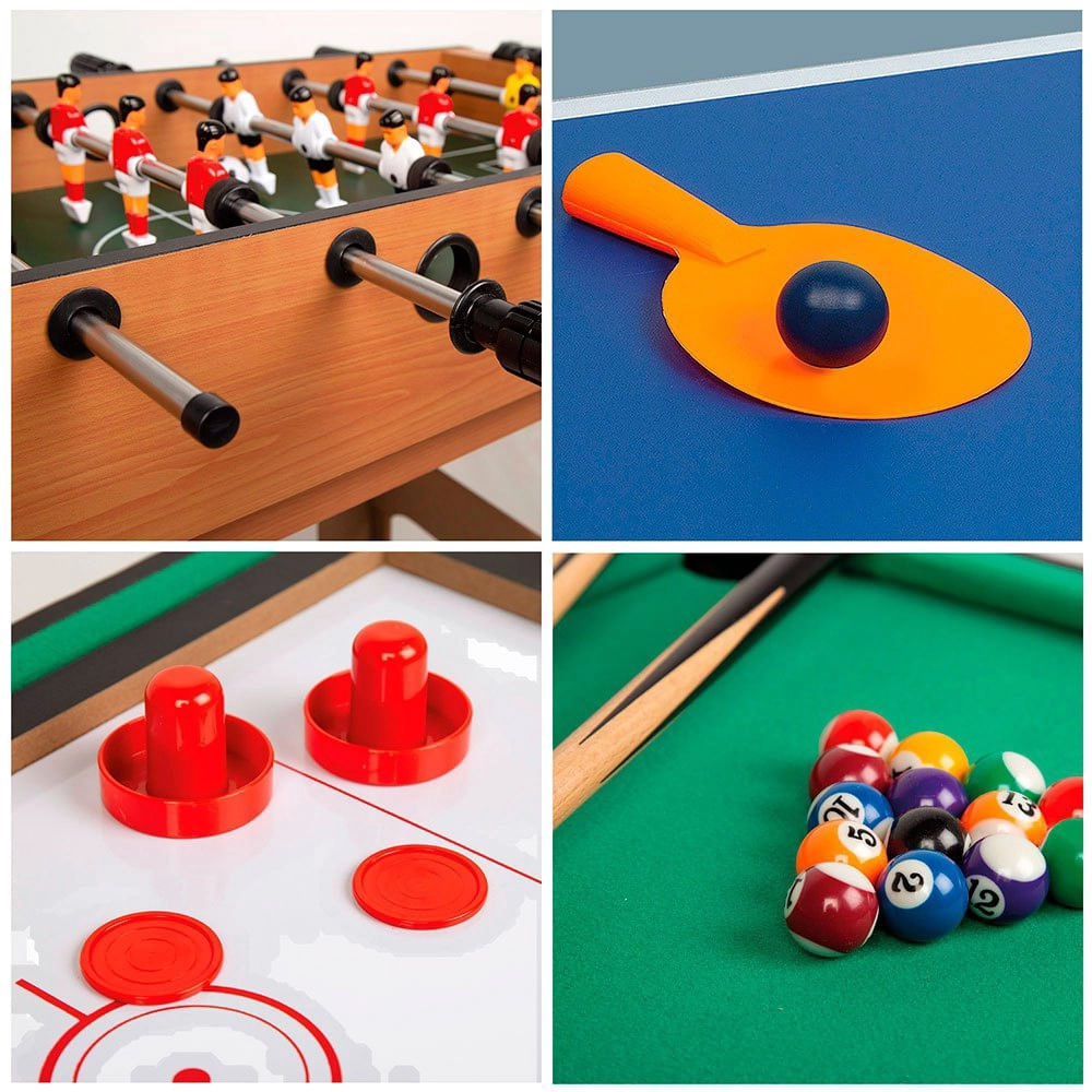 Mini Mesa de Jogos 4 em 1 - Bilhar, Pebolin, Hóquei e Ping Pong