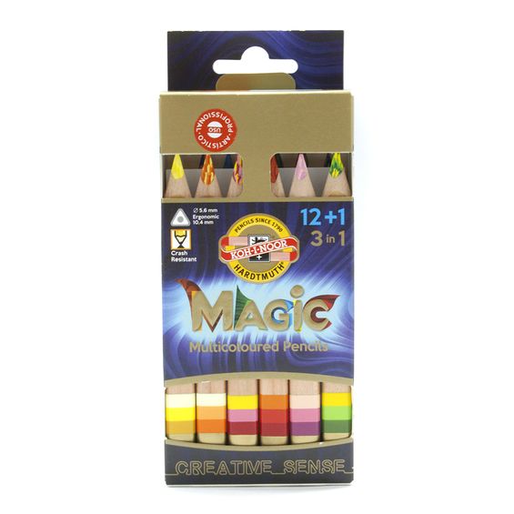Lápis de Cor Magic Multicolor Koh-I-Noor com 12 Cores - 3404-12
