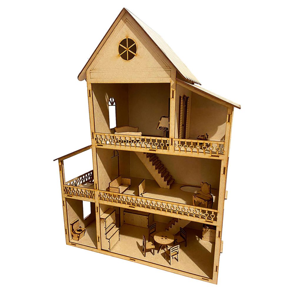 Casa Barbie Casinha De Bonecas Mdf Cru 80 Cm - Collore - Casinha