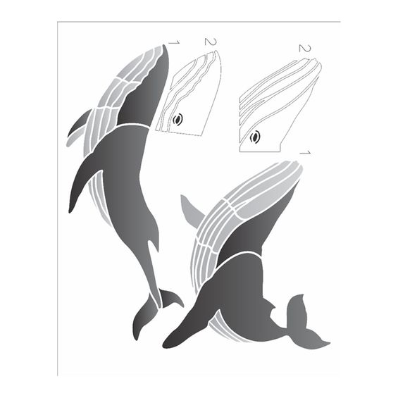 Stencil de Acetato para Pintura Opa Simples 20 X 25 Cm - 3314 Animais Baleia Jubarte