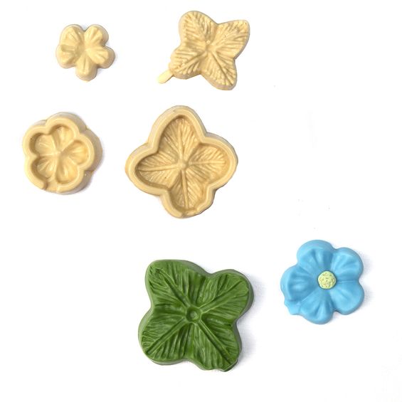 Molde de Silicone para Biscuit Casa da Arte - Modelo: Marcador Folha e Flor 2 Peças 1465