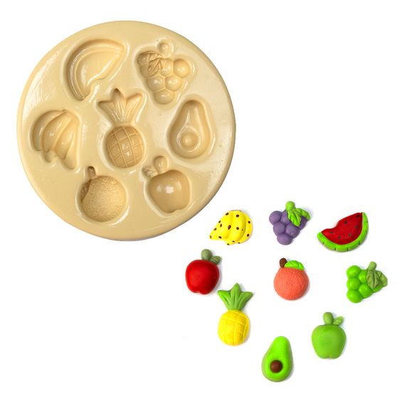 Molde de Silicone para Biscuit Casa da Arte - Modelo: Aplique Frutinhas 1437