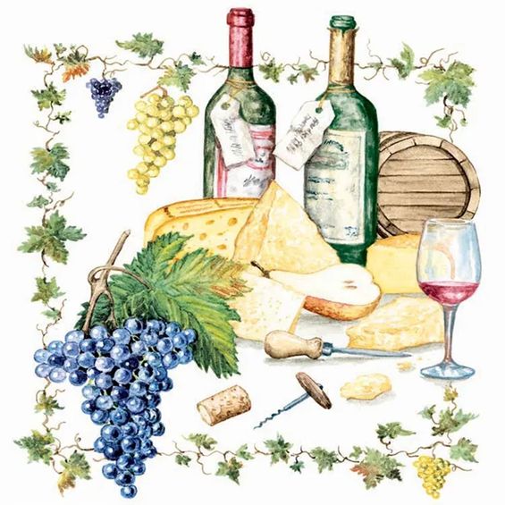 Guardanapo para Decoupage Ambiente com 2 Unidades Wine And Cheese - 13306815