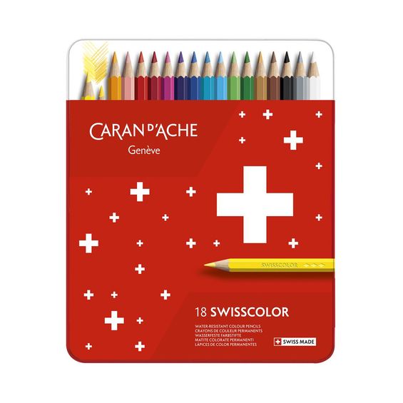 Lápis de Cor Caran d'Ache  Swisscolor com 18 Cores - 1284.718 Lápis de Cor Caran d'Ache Swisscolor com 18 Cores - 1284.718