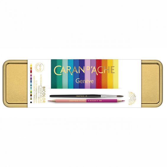 Estojo Lápis Aquarelável Caran D'ache Prismalo Bicolor Rainbow com 24 Cores - 999.022