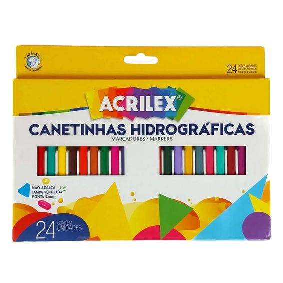 Canetinha  Acrilex Hidrografica com 24 Cores - 06903