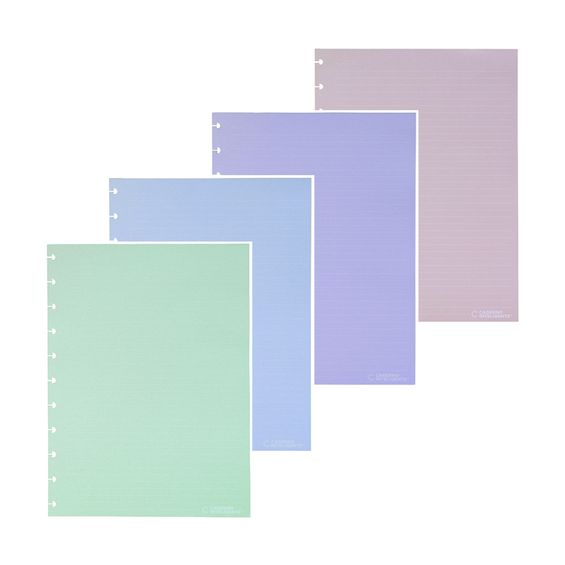 Refil de Folhas Caderno Inteligente Candy Colors Grande Pautas Brancas