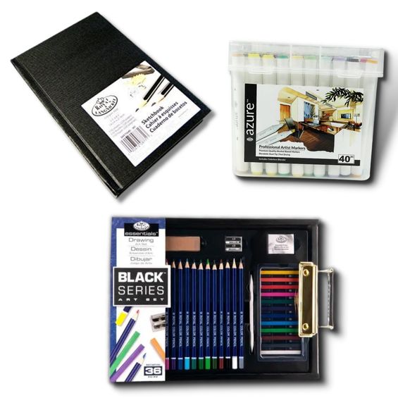 Kit para Desenho Royal & Langnickel Lápis e Canetas - Cores Vibrantes