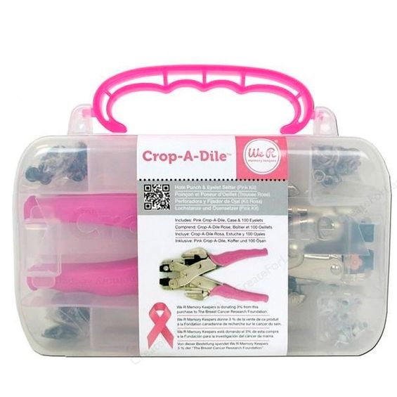 Aplicador de Ilhós Crop A Dile Pink - Kit com Estojo e 100 Ilhoses WeR Memory Keepers