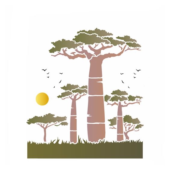 Stencil de Acetato OPA - 3433 África Baobá 20 X 25cm