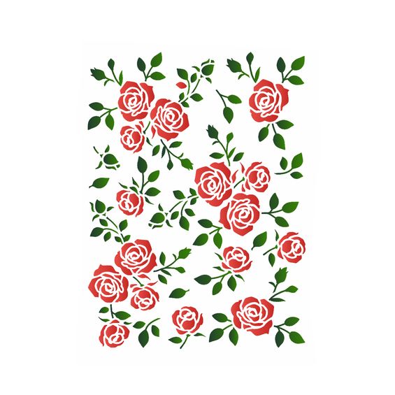 Stencil de Acetato OPA - 3431 Estamparia Floral Rosas 15 X 20cm