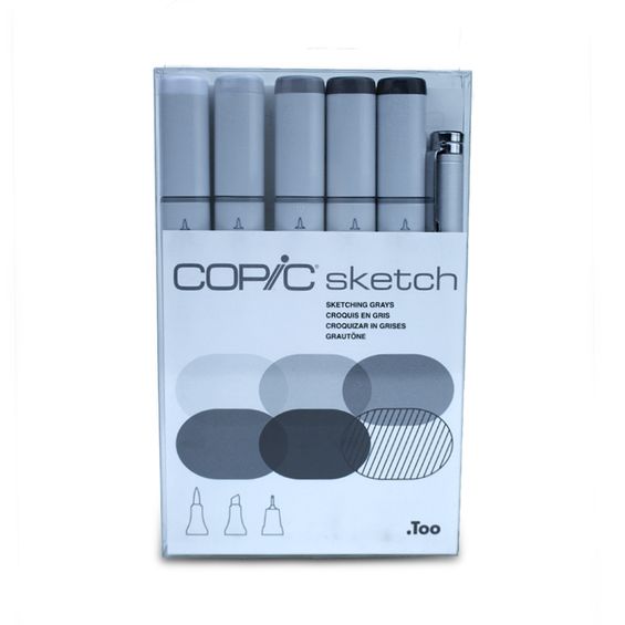 Marcador Copic Sketch Sketching Grays Ponta Dupla Estojo com 5 Cores e 1 Multiliner - 12502041