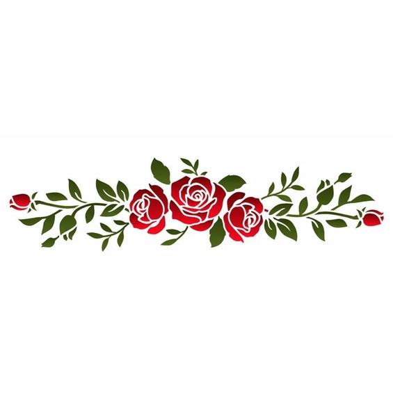 Stencil de Acetato para Pintura Opa Flores Rosas Iii 10x30cm - 3463
