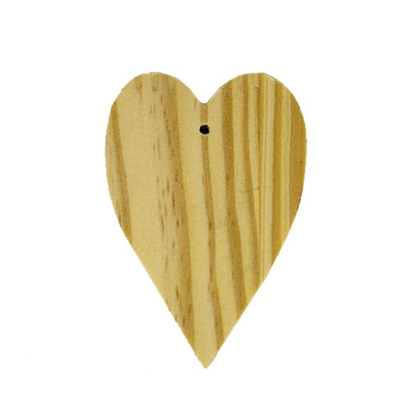 Coração em Madeira Pinus Monalisa com Furo 13x8,5 Cm - P-018-3