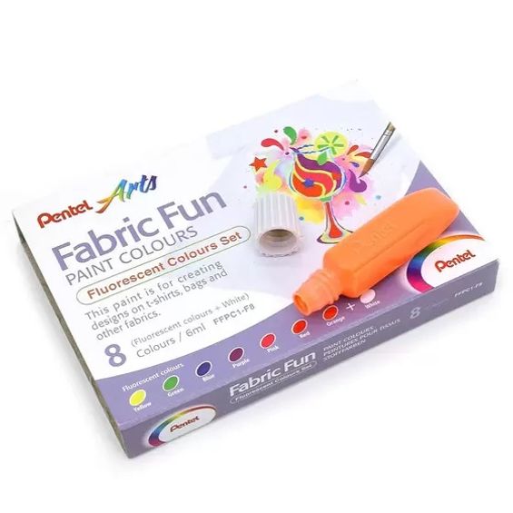 Tinta para Tecido Pentel Fabric Fun Fluorescent Colours com 8 Unidades - Ffpc1-f8