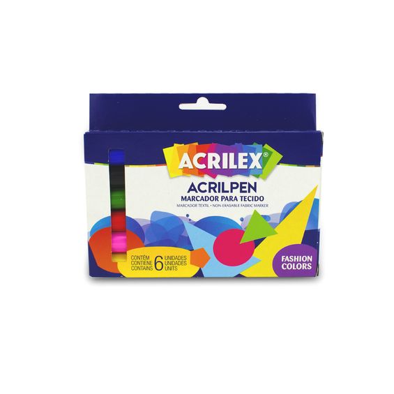 Marcador para Tecido Acrilex Acrilpen com 6 Cores - 04416