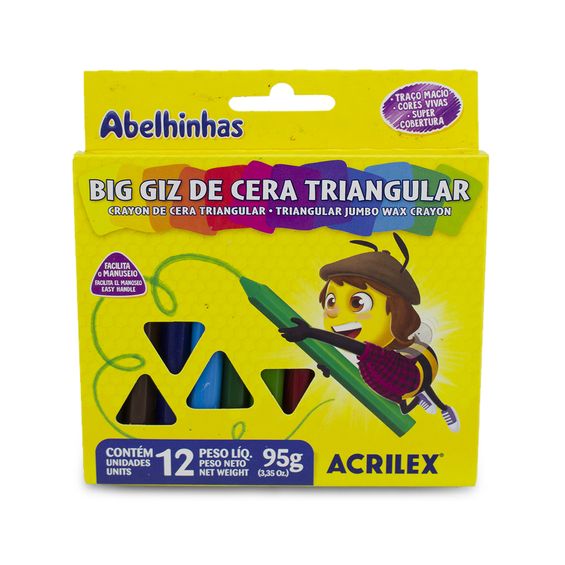 Big Giz de Cera Acrilex Triangular 95g com 12 Cores - 9312