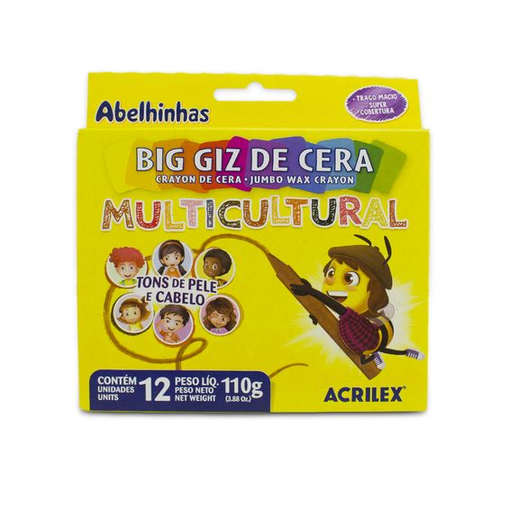 Big Giz de Cera Acrilex Multicultural 110g com 12 Cores - 09122