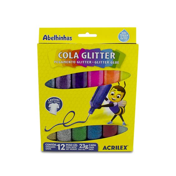 Cola Glitter Acrilex com 12 Cores 23g Cada - 02922