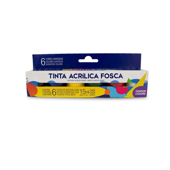 Tinta Acrilica Acrilex Fosca com 6 Cores 15ml  - 03506