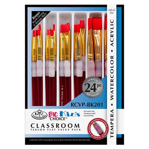 1-Kit-Pinceis-para-Criancas-com-Borracha-Ante-Deslizante-24-Pecas-Brush-Sets-Classroom-Value-Packs-Acrylic-Royal-e-Langnickel-RCVP-BK201