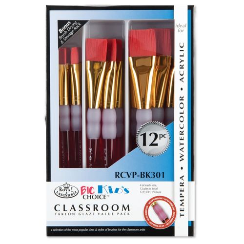 Kit-Pinceis-para-Criancas-com-Borracha-Ante-Deslizante-12-Pecas-Brush-Sets-Classroom-Value-Packs-Acrylic-Royal-e-Langnickel---RCVP-BK301-1
