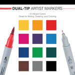 Marcadores-de-Ponta-Dupla-Coloridos-com-12-unidades-Royal---Langnickel---Dual-Tip-Waterbased-Artist-Markers-Brush-Tip-and-Fineliner-MARK-2201-6